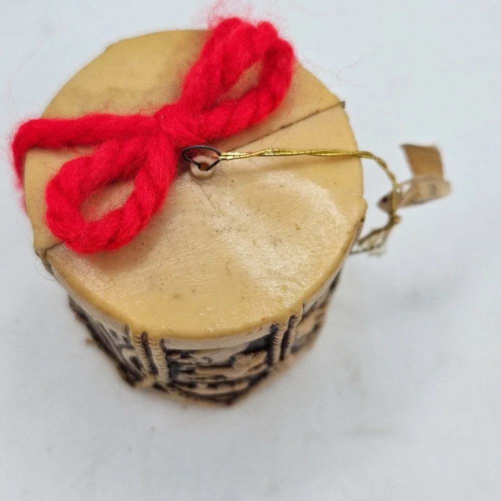 Vintage Japan Christmas Ornament Sleders Red Yarn Bow Folk Art